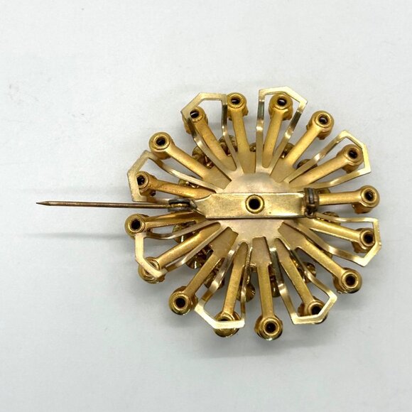 Vintage Aurora Borealis Brooch Gold-Tone Rivet Set 1960s Starburst Atomic 2 inch - Picture 6 of 14